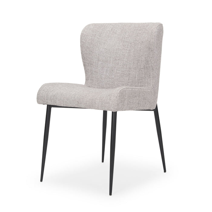 Upholstered Fabric Metal Wing Back Dining Side Chair - Gray