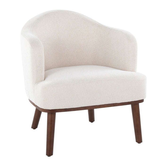 Ahoy - Mid-Century Modern Accent Chair - Walnut Wood And Cream Fabric