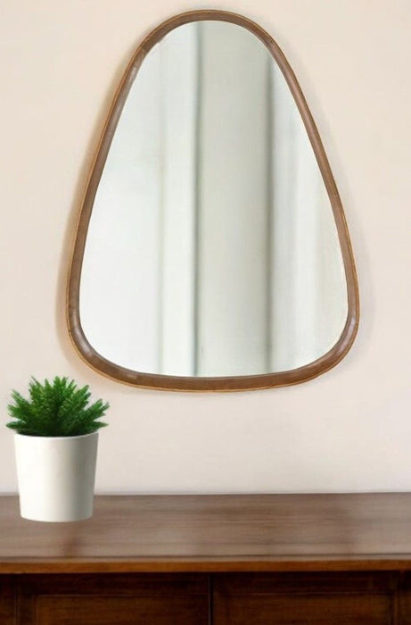 37" Abstract Framed Accent Mirror - Brown