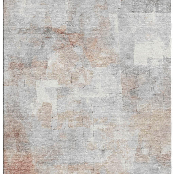 10' X 14' Abstract Washable Area Rug With UV Protection (697524) - Rust / Gray / Silver