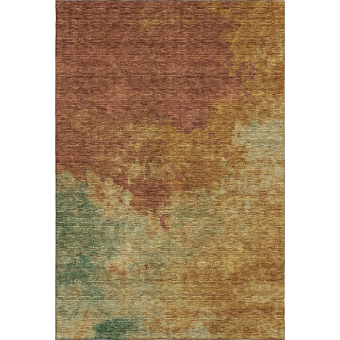 10' X 14' Abstract Washable Area Rug With UV Protection (686162) - Rust / Gold / Teal