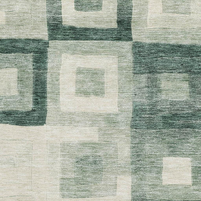 10' X 14' Geometric Washable Area Rug With UV Protection (686693) - Green / Ivory