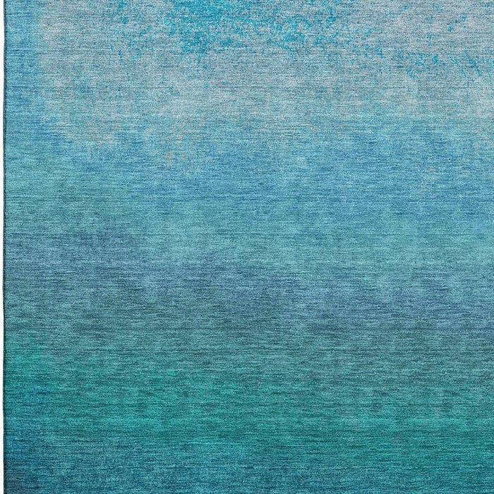 10' X 14' Ombre Washable Area Rug With UV Protection (710963) - Teal / Sky Blue