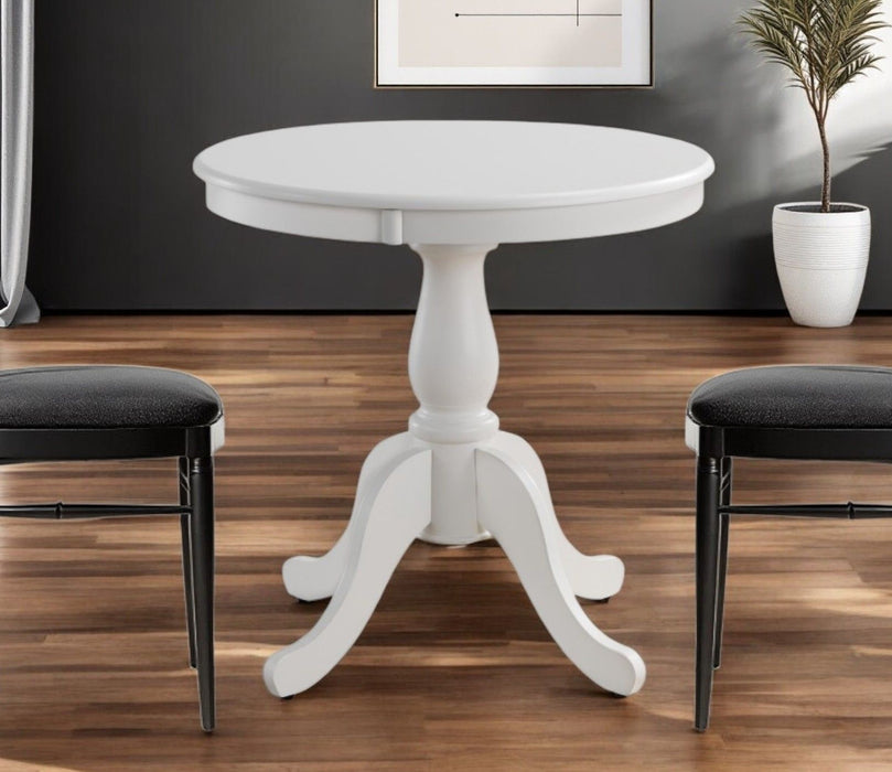 30" Rounded Solid Manufactured Wood Pedestal Base Dining Table - White