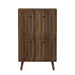 Giga walnut shoe cabinet with multiple compartments, upright storage unit for organizing footwear in a modern home.
