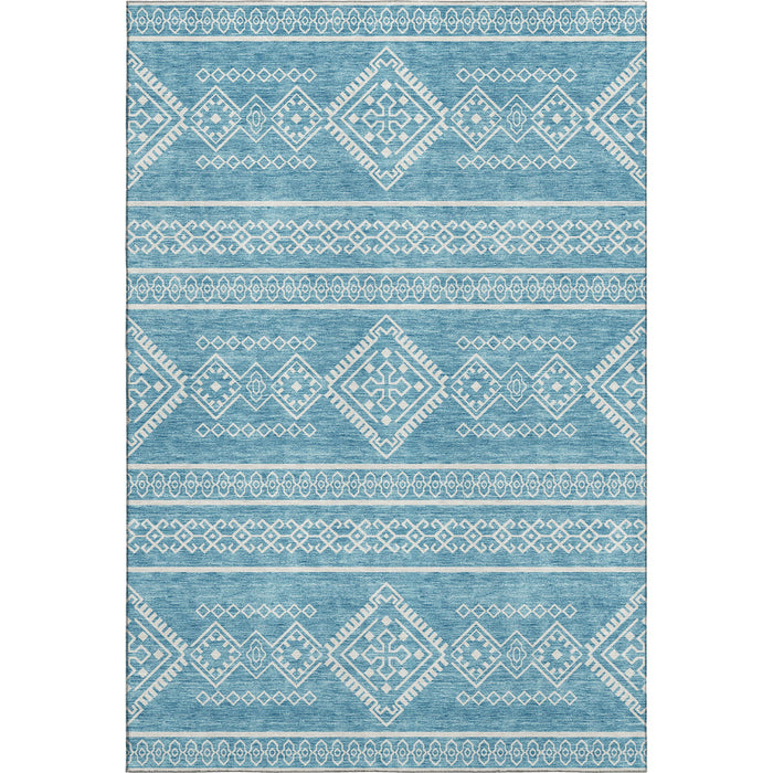 10' X 14' Southwestern Washable Area Rug With UV Protection (671678) - Teal / Ivory