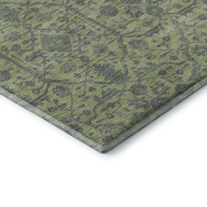 10' X 14' Oriental Washable Area Rug With UV Protection (685976) - Lime Green / Gray