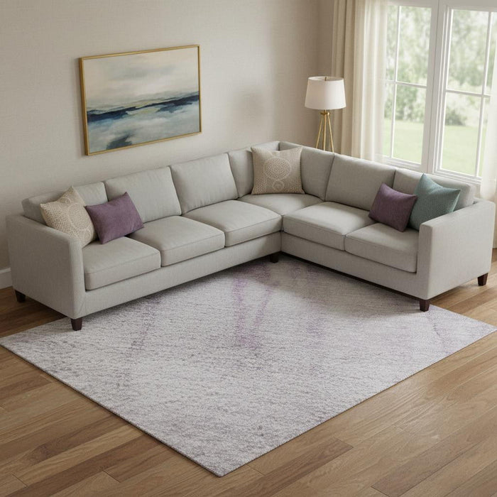 10' X 14' Abstract Washable Area Rug With UV Protection (701527) - Lavender / Purple