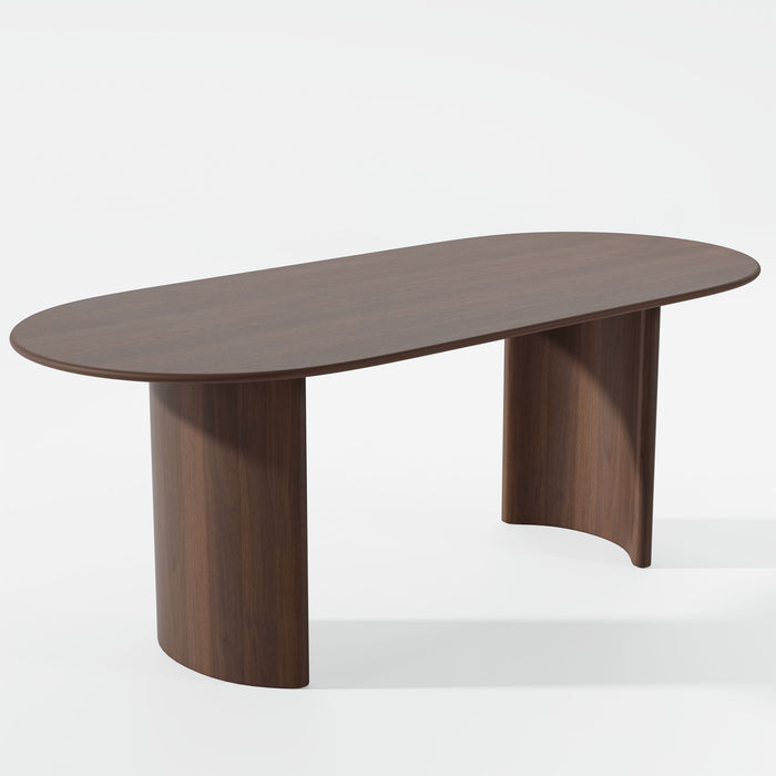 66" Solid Wood Double Pedestal Base Dining Table - Brown