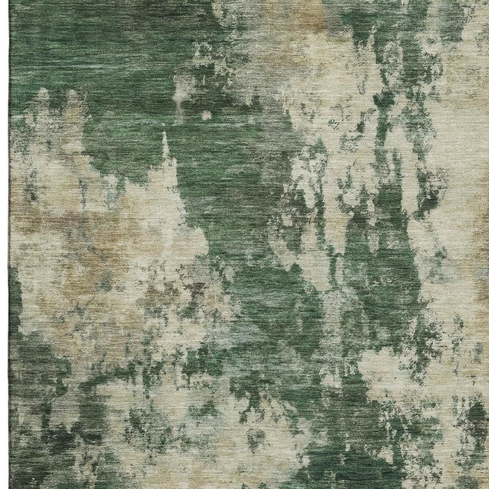 10' X 14' Abstract Washable Area Rug With UV Protection (716948) - Fern Green / Beige