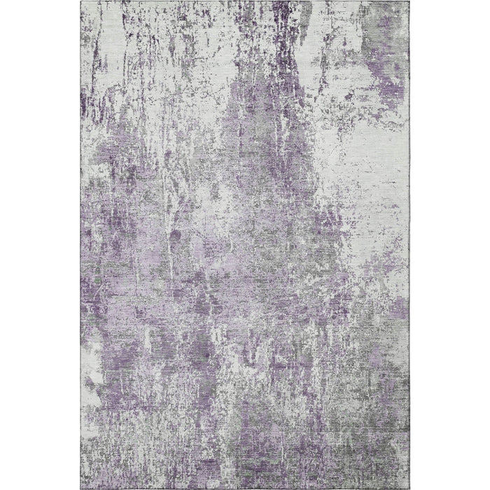 10' X 14' Abstract Washable Area Rug With UV Protection (700691) - Plum / Ivory