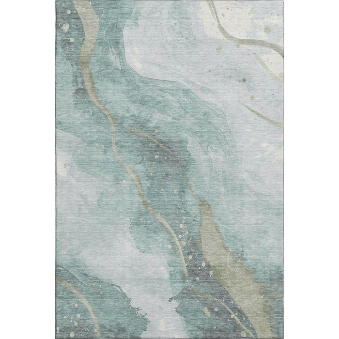 10' X 14' Abstract Washable Area Rug With UV Protection (694260) - Teal / Green / Ivory