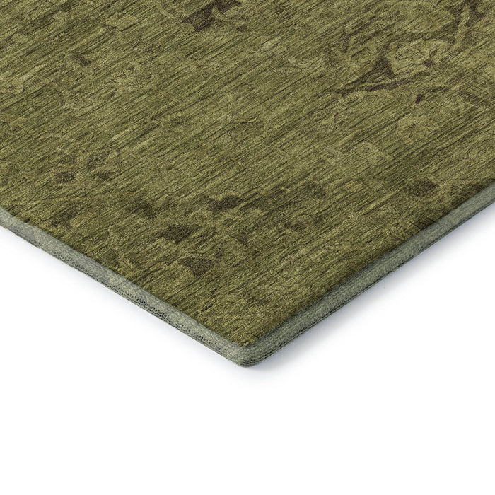 10' X 14' Medallion Washable Area Rug With UV Protection (684630) - Olive Green / Gray