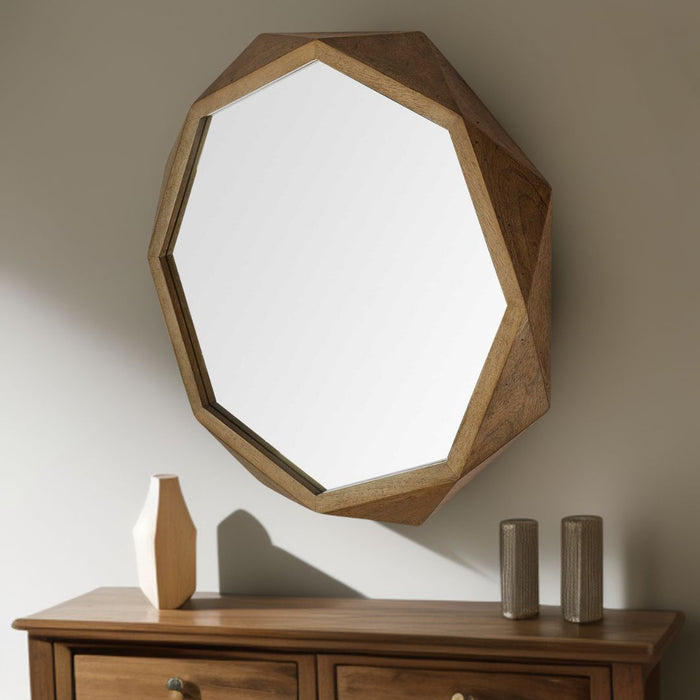 41" Octagon Frame Wall Mirror - Brown