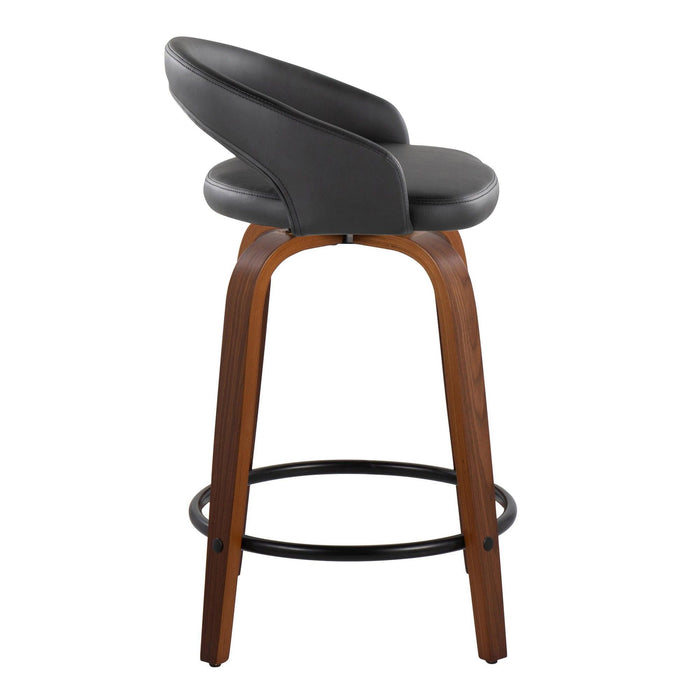 Grotto - 31" Upholstered Fixed-Height Counter Stool (Set of 2) - Walnut Wood Base