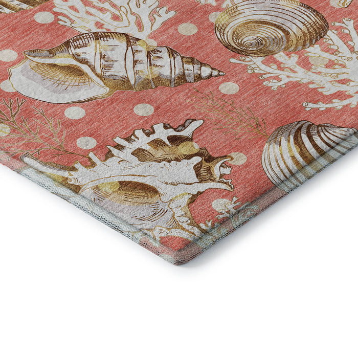 10' X 14' Geometric Washable Area Rug With UV Protection (645816) - Peach / Ivory / Beige