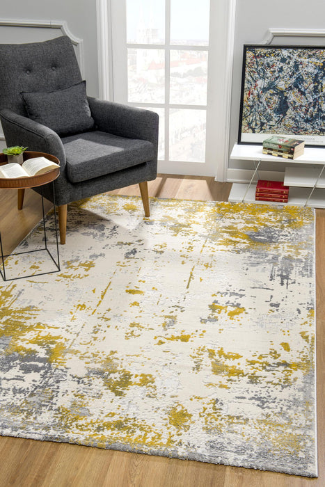 9' x 13' Abstract Area Rug - Gold And Gray