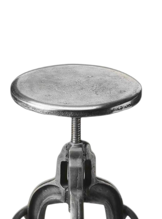 Transitional Iron Backless Swivel Bar Chair - Silver