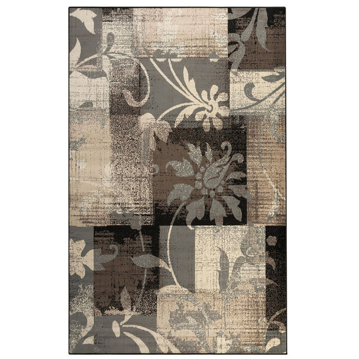 9' x 12' Floral Power Loom Stain Resistant Area Rug - Beige