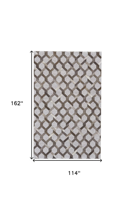 10' x 13' Geometric Hand Woven Area Rug - Gray Taupe And Silver
