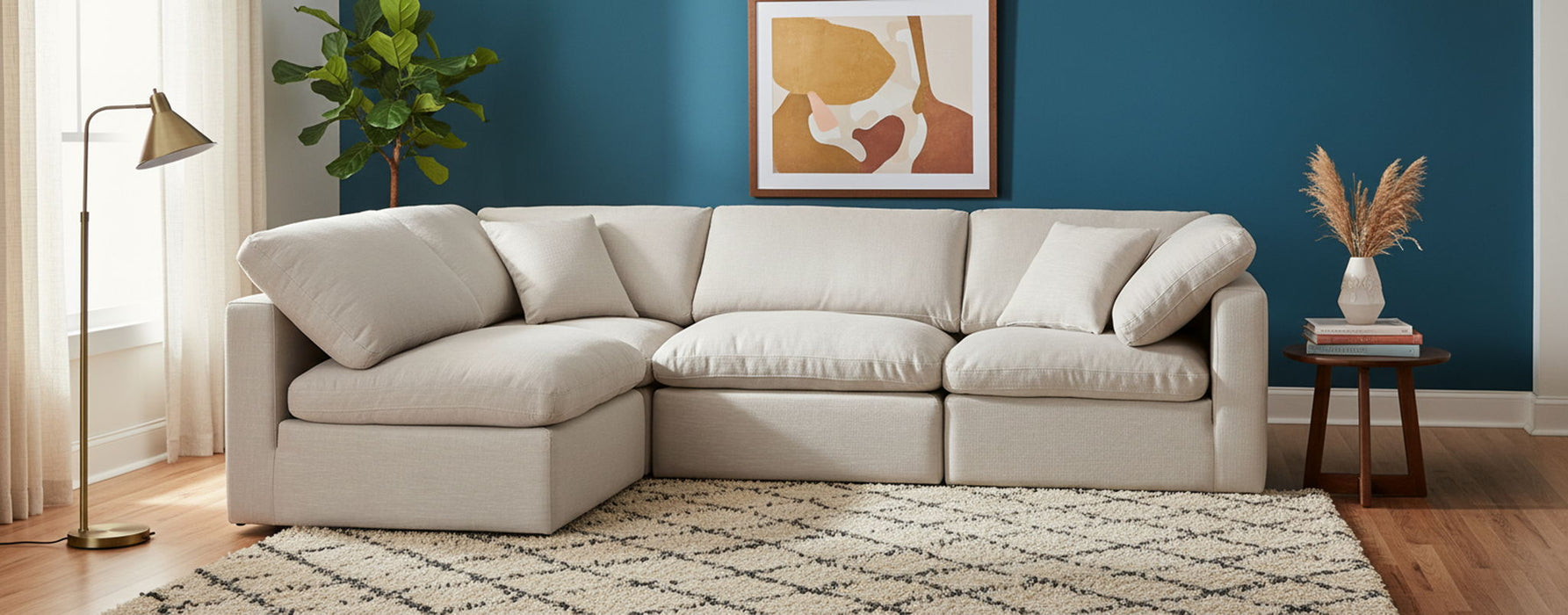 Indulge - Linen 4 Piece Modular Sectional