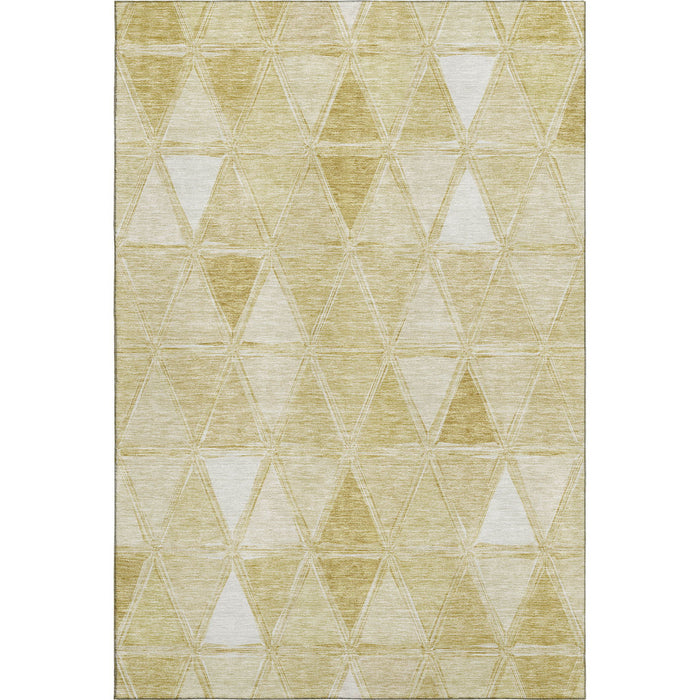 10' X 14' Geometric Washable Area Rug With UV Protection (657629) - Gold / Ivory