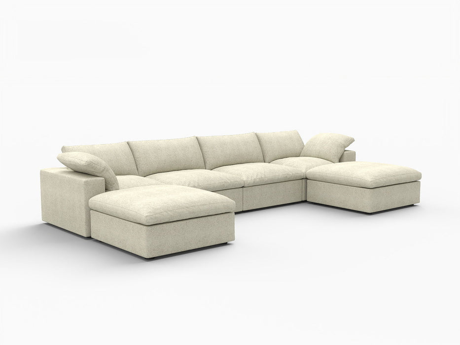Blend Modular U Shaped Six Piece Sofa Chaise Sectional - Khaki