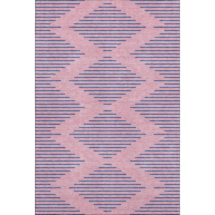 10' X 14' Geometric Washable Area Rug With UV Protection (679846) - Pink / Navy Blue