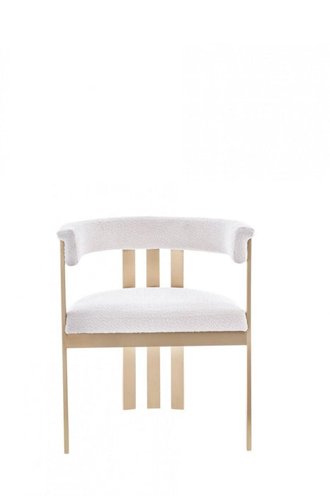 Upholstered Velvet Slat Back Dining Arm Chair - Beige