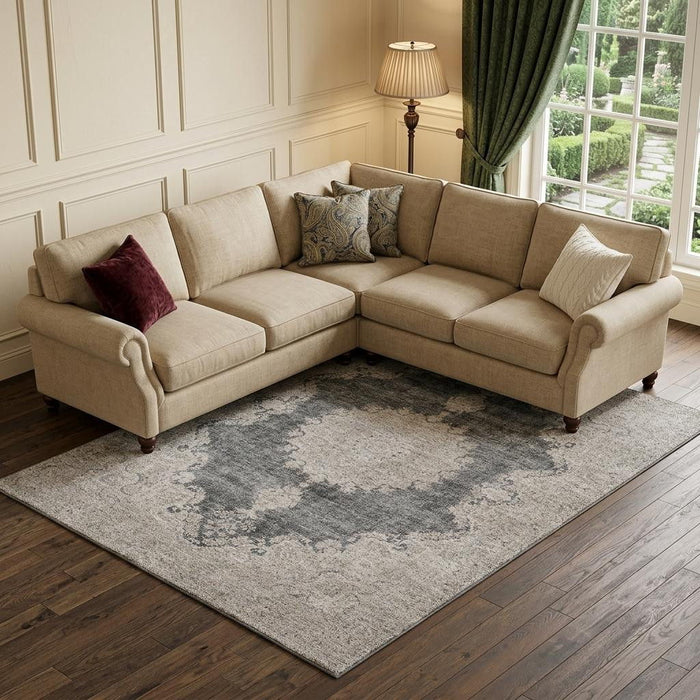 10' X 14' Oriental Washable Area Rug With UV Protection (678886) - Black / Beige / Gray