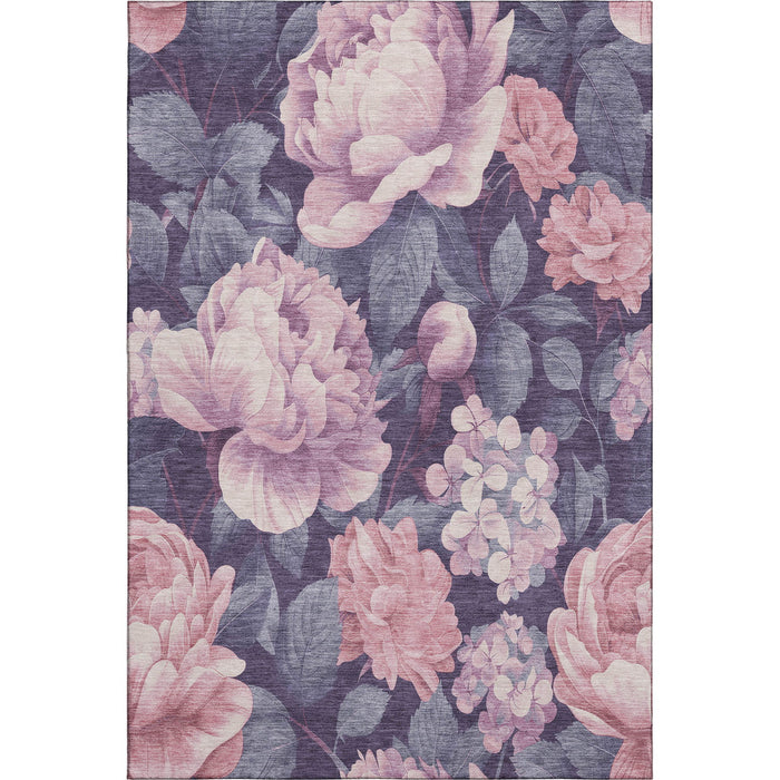 10' X 14' Floral Washable Area Rug With UV Protection (694448) - Pink / Gray / Mauve