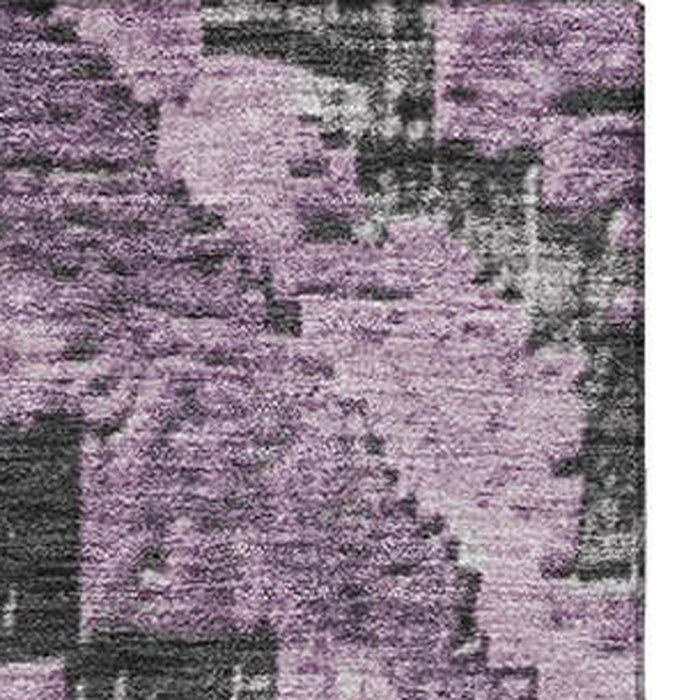 10' X 14' Diamond Washable Area Rug With UV Protection (707077) - Lavender / Charcoal / Gray