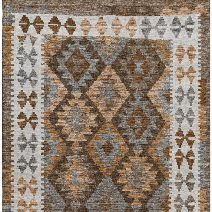 10' X 14' Tribal Washable Area Rug With UV Protection (707935) - Copper / Ivory