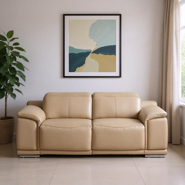 Leather Power Reclining Loveseat (643821) - White / Silver