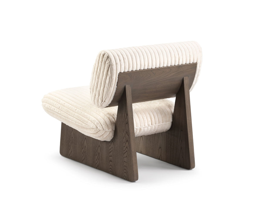 Faux Fur Manufactured Wood Lounge Chair - White / Ash Gray