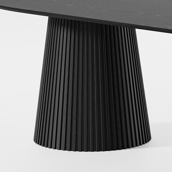 Double Pedestal Base Oval Wood Dining Table - Black