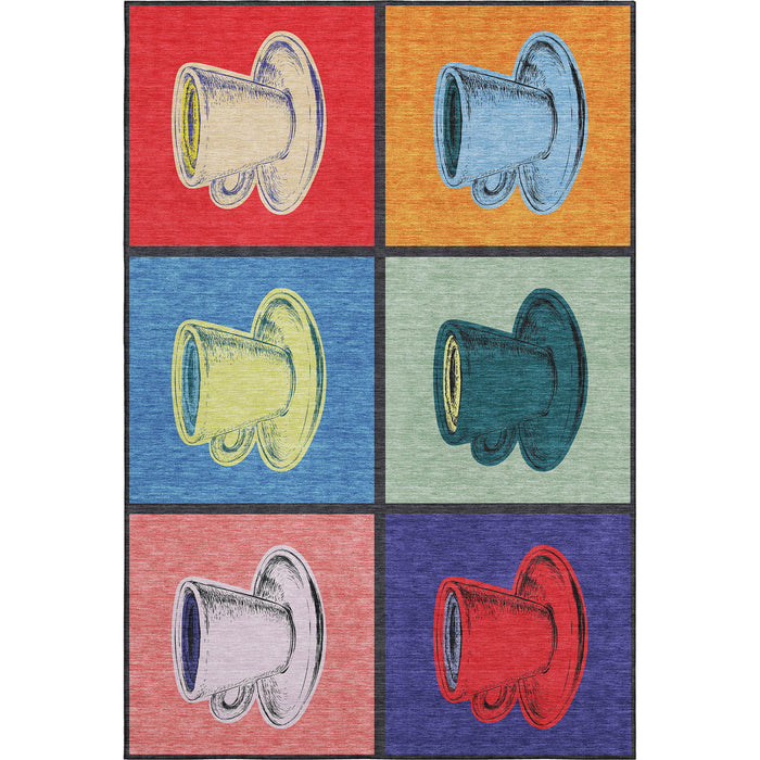 10' X 14' Cottage Geometric Washable Area Rug With UV Protection - Blue