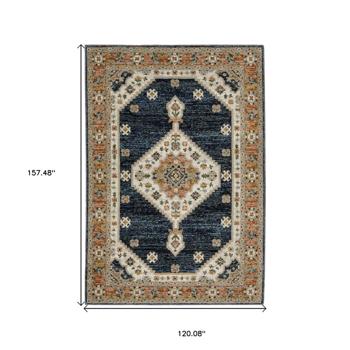 10' X 13' Medallion Area Rug - Blue And Orange