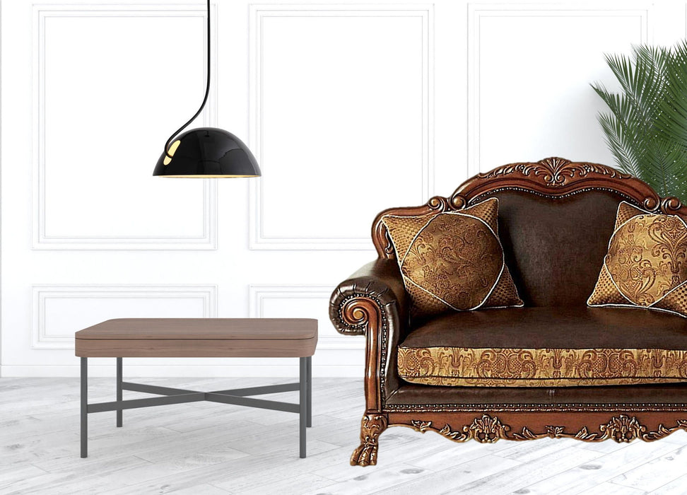 Blossom Pink Faux Leather Floral Tufted Arm Chair - Brown And Cherry