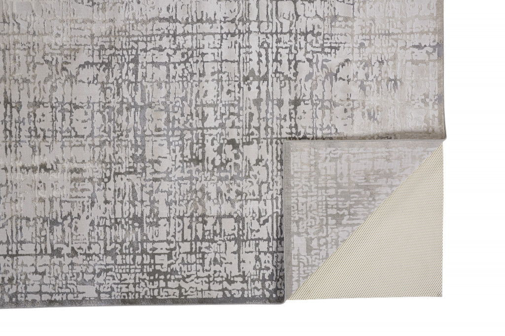 10' x 13.2' Abstract Stain Resistant Area Rug - Gray And Ivory