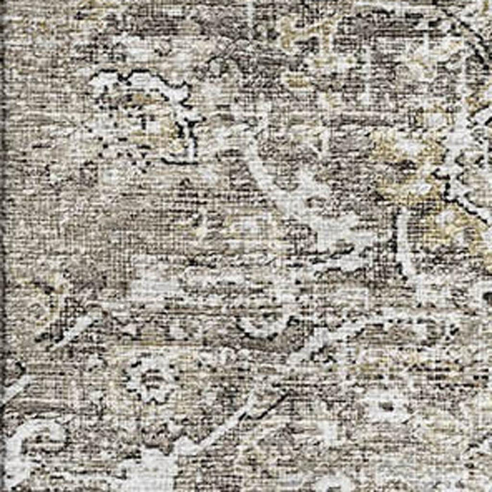 3' X 5' Floral Medallion Distressed Washable Area Rug With UV Protection (644205) - Stone / Coffee