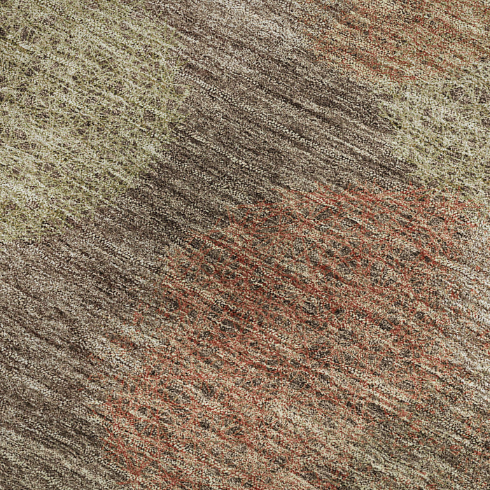 10' X 14' Abstract Washable Area Rug With UV Protection (677153) - Brown / Artichoke Green / Taupe