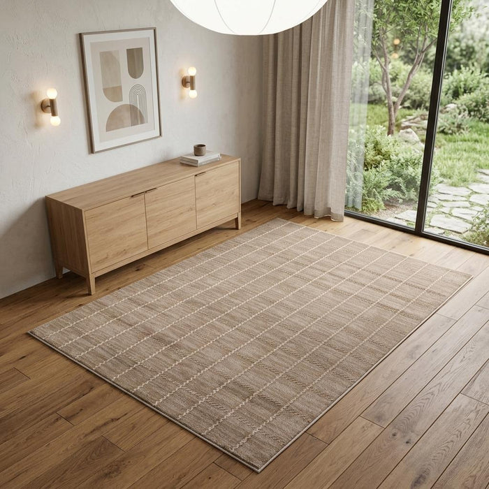 4' X 6' Geometric Area Rug (556250) - Ivory / Brown