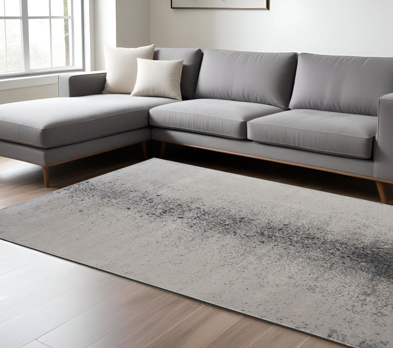 8' x 10' Abstract Power Loom Area Rug - Ivory Gray And Black