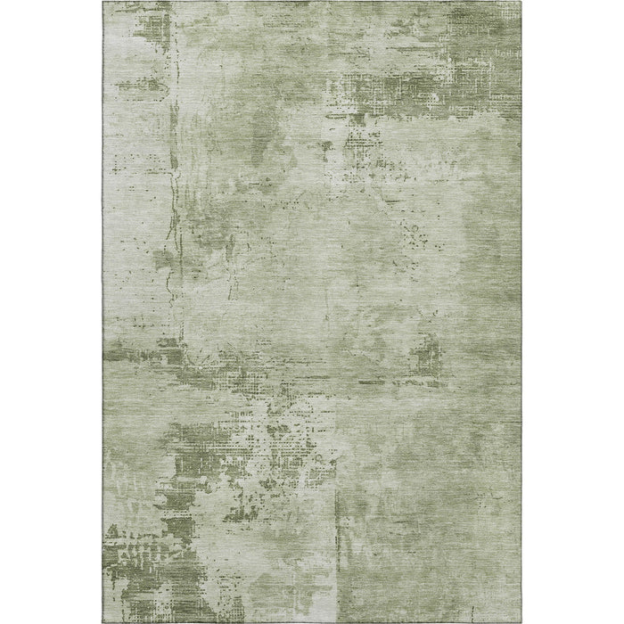 10' X 14' Abstract Washable Area Rug With UV Protection (683219) - Olive Green / Fern Green