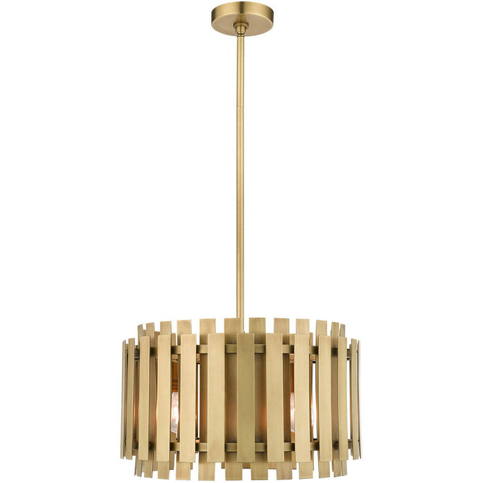 19" Five Light Dimmable Chandelier With Shades - Brass