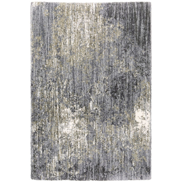 10' X 13' Abstract Shag Area Rug - Gray And Ivory