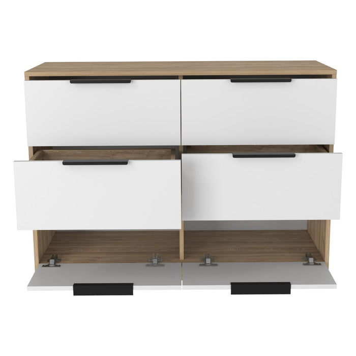 Six Drawer Double Dresser - White And Natural