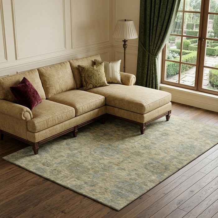 10' X 14' Damask Washable Area Rug With UV Protection (684394) - Beige / Gray