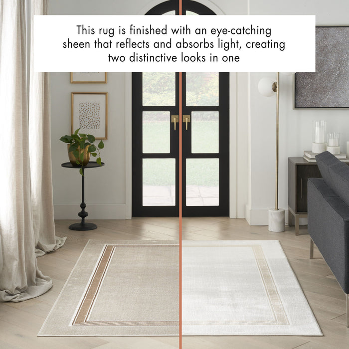 9' X 12' Geometric Non Skid Area Rug - Ivory